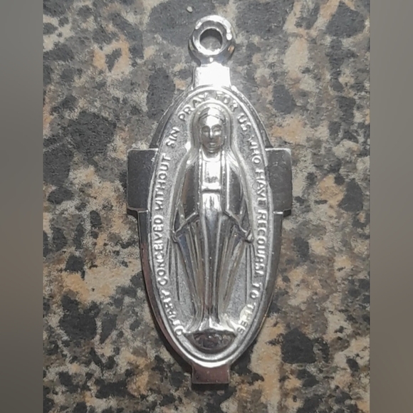 Antique Virgin Mary Silver Religious Medal from Germany - Picture 1 of 3